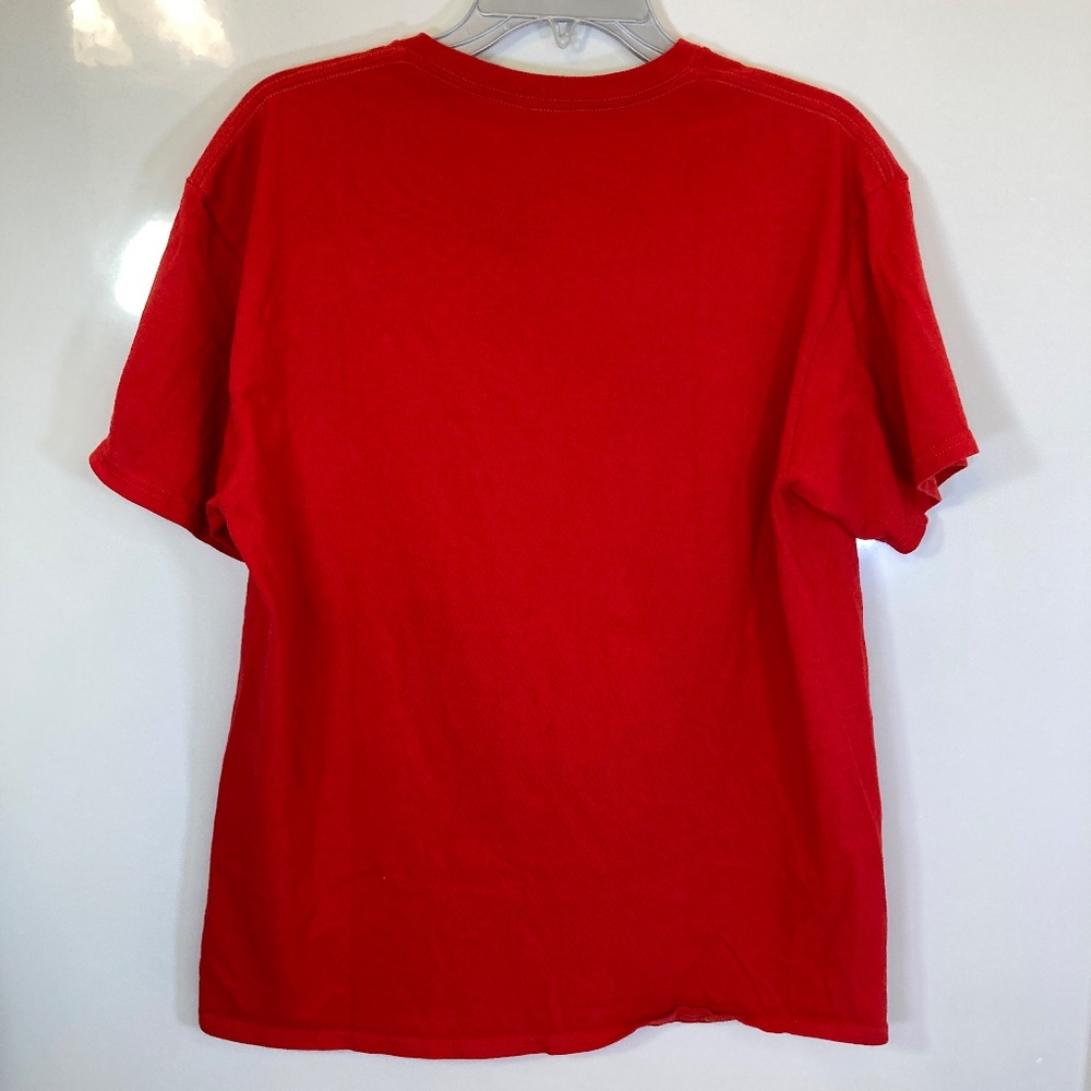 Disney Santa Mickey Mouse Shirt Sz L Red Short Sleeve Ugly Sweater Look - Picture 8 of 12